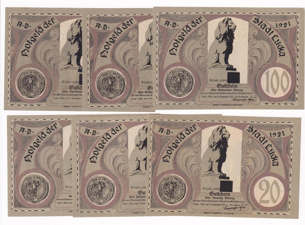 Thuringen 20 Pfg. 25 Pfg. 50 Pfg. 100 Pfg. 150 Pfg. 200 Pfg. 21.9.1921 ...