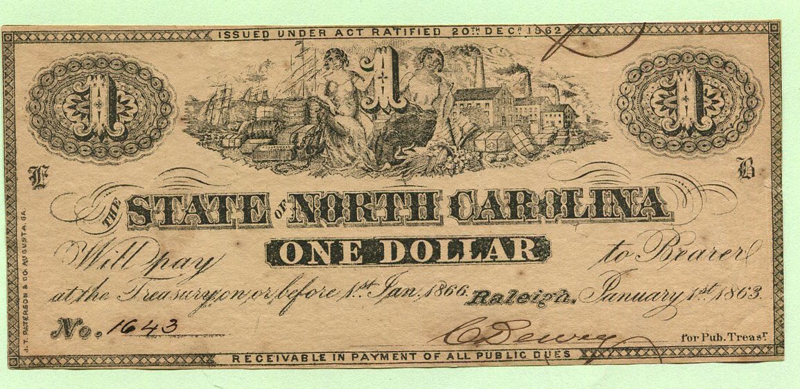 USA, 1 Dollar 1863 State of North Carolina, IIIII