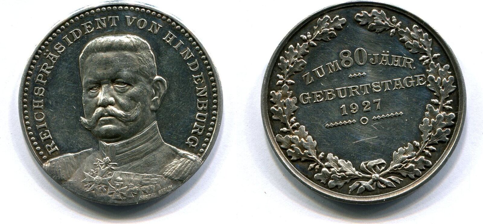 Deutschland, Ag.Medaille 1957 Paul von Hindenburg 18471934zu seinem 80.Geburtstag, vz