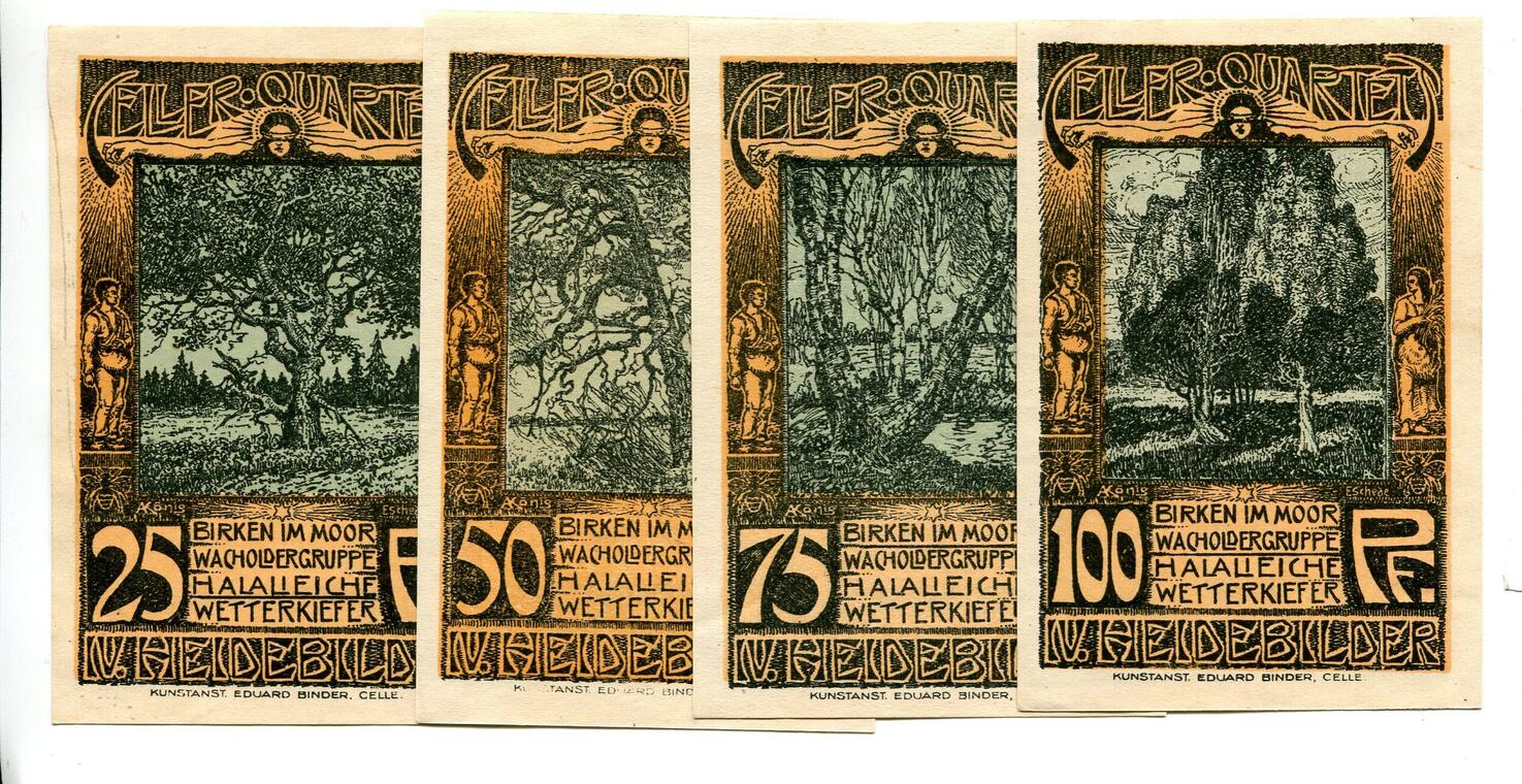 Niedersachsen, 25 Pfg. 50 Pfg. 75 Pfg. 100 Pfg. o.D.-31.1.1922 Celle, I ...