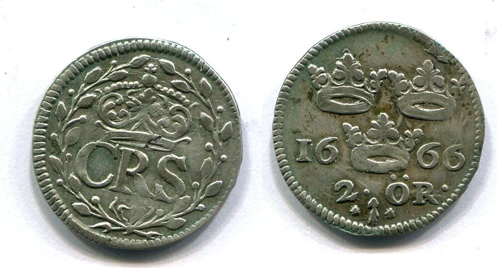Schweden, 2 Öre 1666 Karl XI.1665-1697, ss/vz | MA-Shops