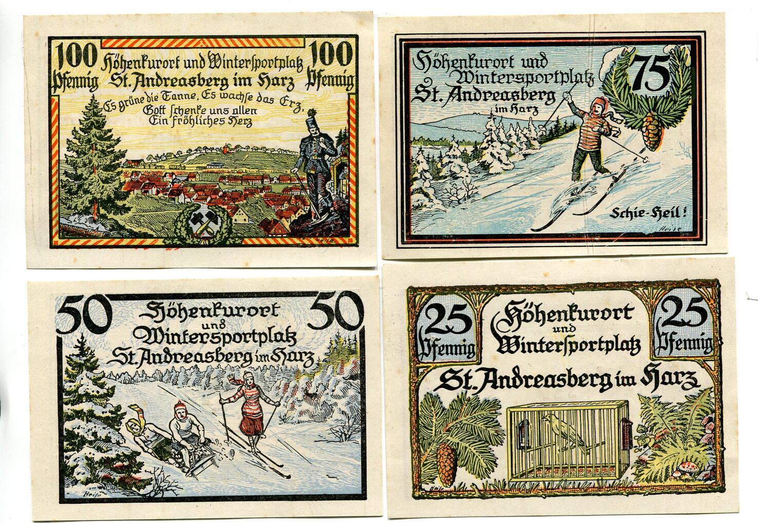 Niedersachsen, 25 Pfg. 50 Pfg. 75 Pfg. 100 Pfg. 1.10.1921 St ...