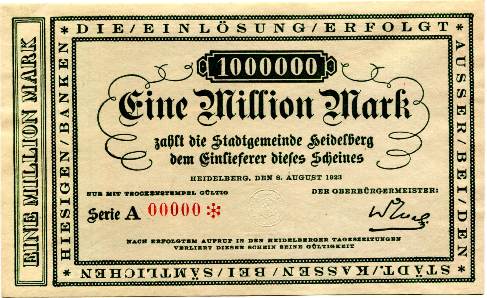 Baden 1 Mio. Mk. 8.8.1923 Heidelberg, I | MA-Shops