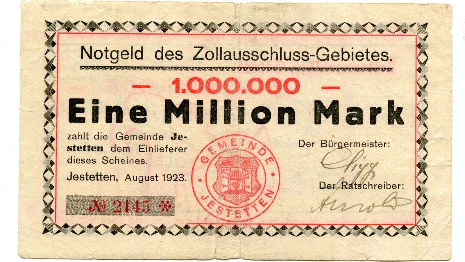 Baden 1 Mio. Mk. Aug.1923 Jestetten, III | MA-Shops