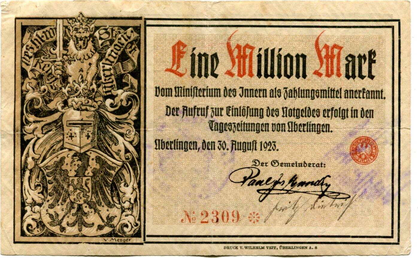 Baden 1 Mio. Mk. 30.8.1923 Überlingen, III | MA-Shops