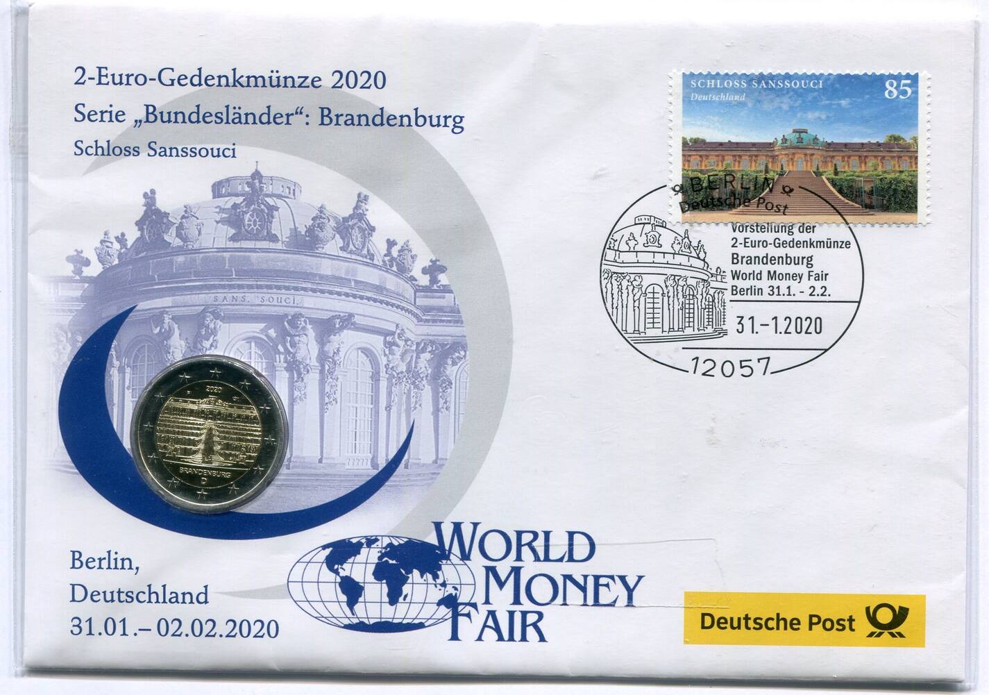 Deutschland 2 Euro Brandenburg 2020 F ~ Numisbrief - Ausgabe der