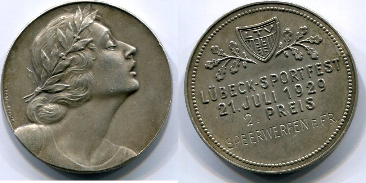Produktbild von DLQLL 1900 Streunende Münze Reitergöttin Messing Versilbert Medaille