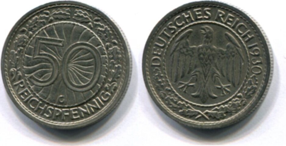 Weimarer Republik, 50 Pfennig 1930G Ss/vz | MA-Shops