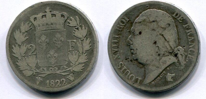 Frankreich 2 Francs 1822 w Louis XVII. s+