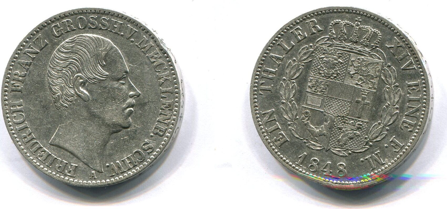 Mecklenburg Schwerin, Taler 1848A Friedrich II.1852-1907, Ss/vz | MA-Shops