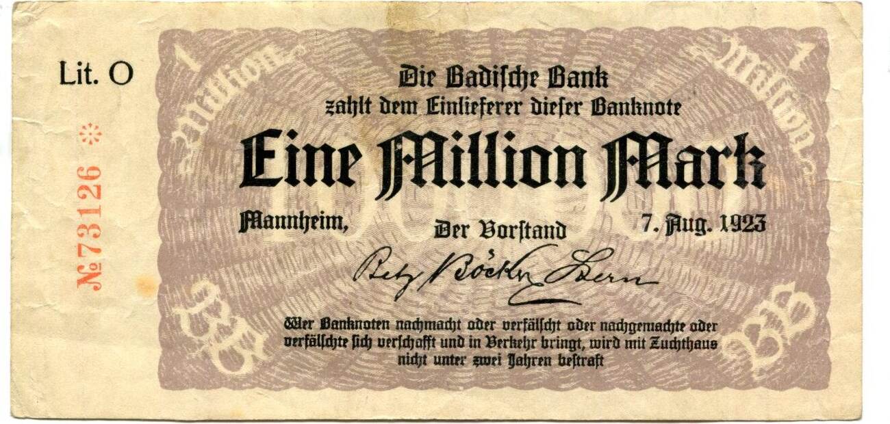 Baden 1 Mio. Mk. 7.8.1923 Mannheim, III | MA-Shops