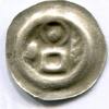 Halberstadt Stadt Hohlpfennig / Sargpfennig ~ Büste des Stephan zwischen Sarg und Palmwedel ~ -