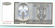 Bosnien Herzegovina, 5 Millionen Dinara Banja Luka,