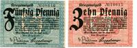 Ostpreußen 10 Pfg. 50 Pfg. Guttstadt, -