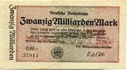 Deutschland 20 Md. Mk. Berlin,Reichsbahn, -