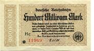 Deutschland 100 Mio. Mk. Berlin,Reichsbahn, -