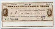 Italien 50 Lire ~ La Banca di Credito Agrario di Ferrara ~ -