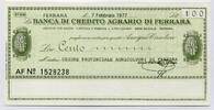 Italien 100 Lire ~ La Banca di Credito Agrario di Ferrara ~ -