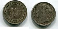 Straits Settlements 10 Cents ~ Queen Victoria ~ -
