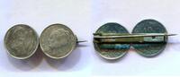 Niederlande 2 x 10 Cents ~ Wilhelmina als Brosche ~ -