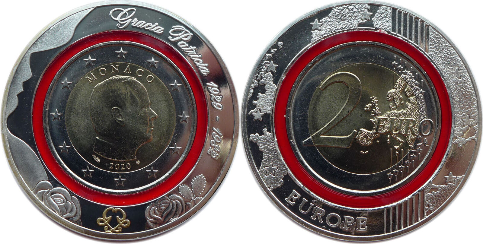 Monaco 2 Euro 2020 PolymerGedenkausgabe Gracia Patricia 19291982 st
