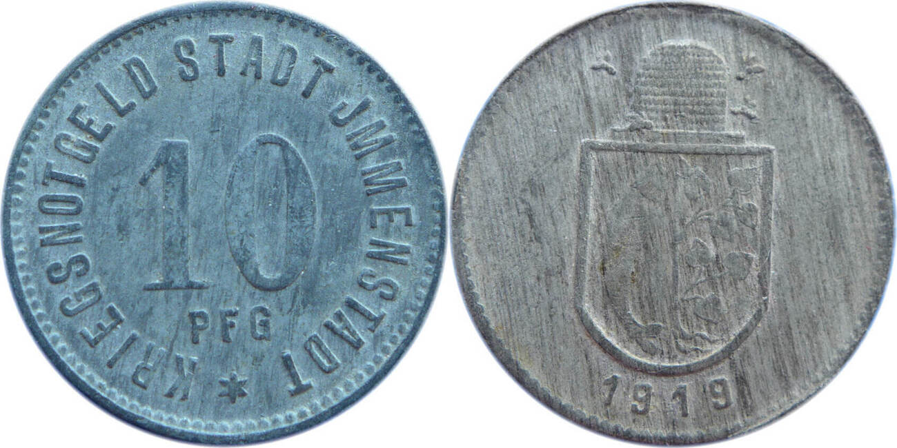 Bayern 10 Pfennig 1919 Kriegsnotgeld Stadt Immenstadt vzst