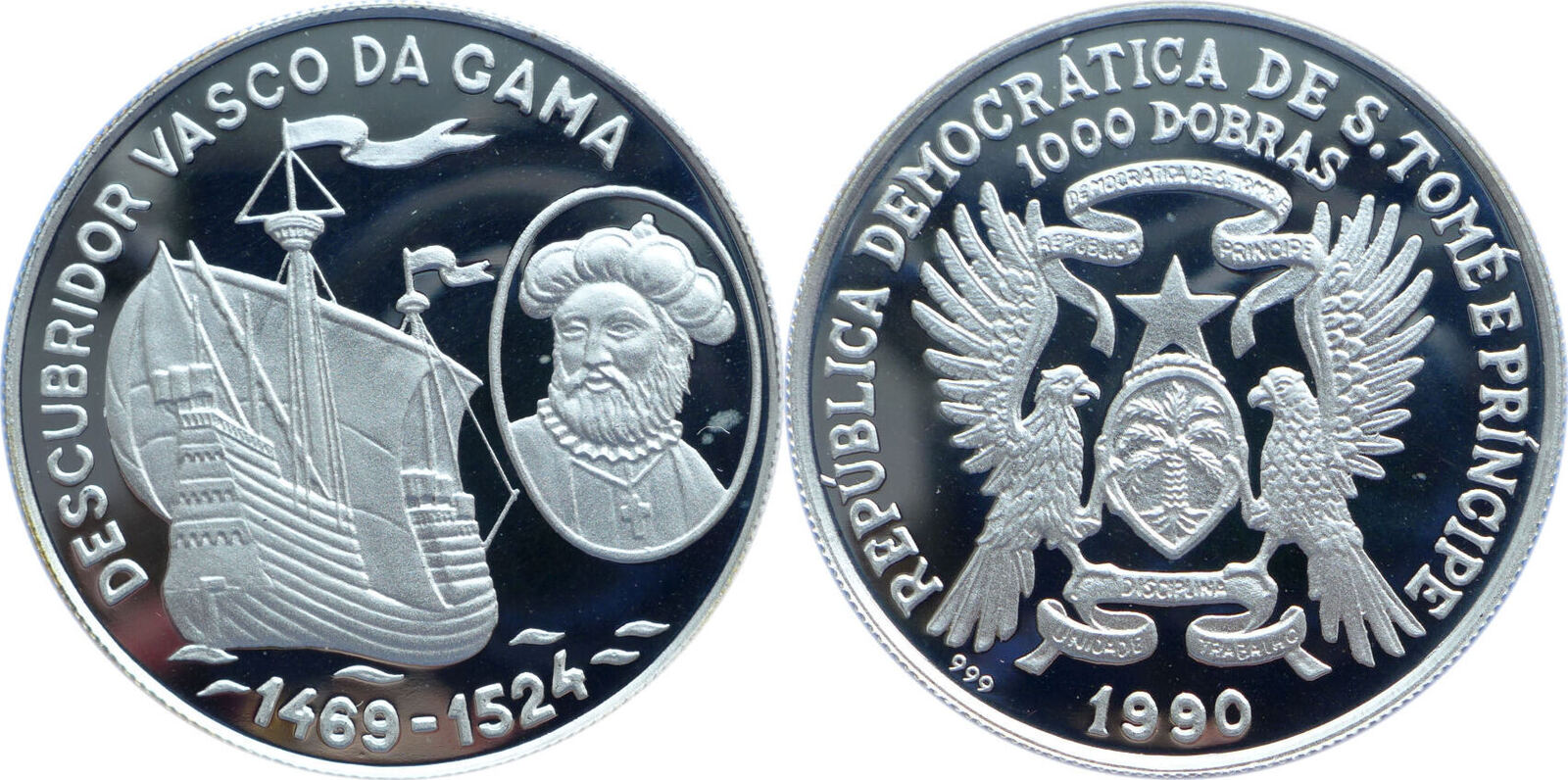 Sao Tome und Principe 1000 Dobras 1990 Descubridor Vasco da Gama (1469
