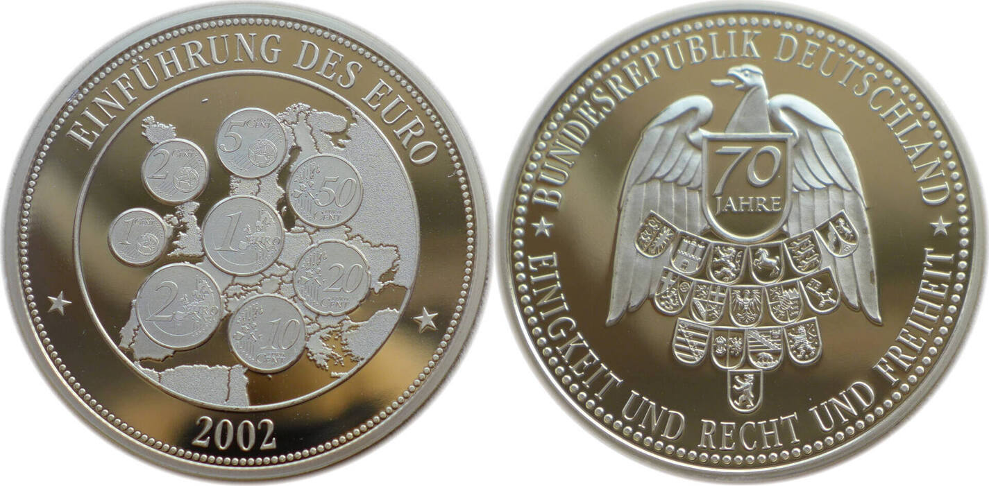 Deutschland Medaille 2002 Einführung des Euro - 70 Jahre BRD in Cu