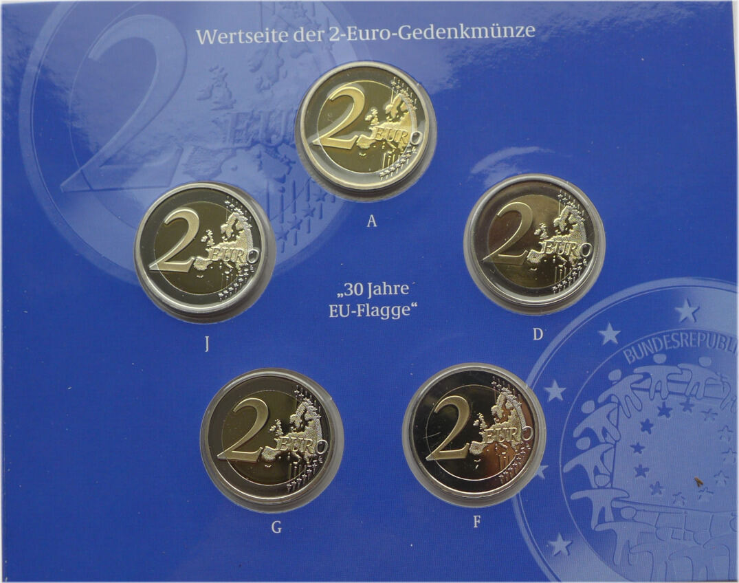 2 Euro Münzen Bundesrepublik Deutschland 1985 Bis 2015 Bundesrepublik Deutschland 5 x 2 Euro 2015 A-J Gedenkmünzenset 30 Jahre