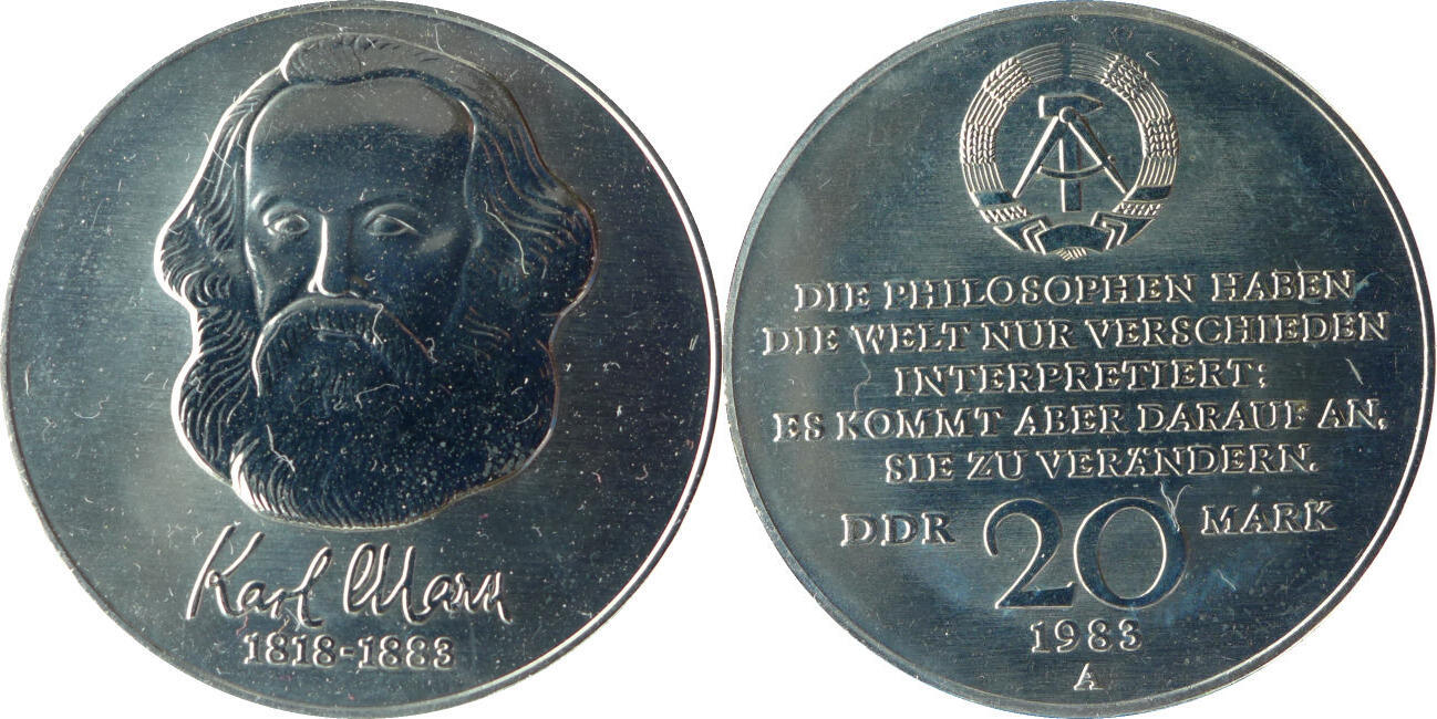 20 Ddr Mark Münze Karl Marx 1983 Wert DDR 20 Mark 1983 A 100. Todestag von Karl Marx (1818-1883) vz-st | MA-Shops