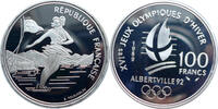 Frankreich 100 F Olympische Winterspiele 1992 Albertville - Eiskunstlaufpaar - Zertifikat + Etui -