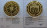 Deutschland Gigant Medaille 70 Jahre Deutsche Mark - 5 Mark Germanisches Museum - vergoldet, mit Farbdruck -