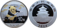 China 10 Yuan Panda - 1 Oz Silber, teilvergoldet -