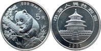 5 Yuan 1995 China Panda - 1/2 Oz Silber fleckig, VS kl. Kratzer