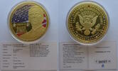 USA Medaille Gigant Präsidenten der USA - Joseph R. Biden - vergoldet, mit Farbdruck und Swarovski -