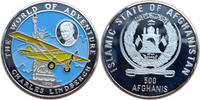 Afghanistan 500 Afghanis Welt der Abenteuer Charles Lindbergh - Farbmünze -