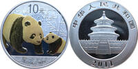 China 10 Yuan Panda - 1 Oz Silber, teilvergoldet -