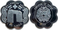 Tonga 1 Pa'anga 1999 Millennium 2000 - Steinmonument PP, leicht angelaufen 125,00 EUR  zzgl. 7,50 EUR Versand