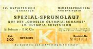 OLYMPISCHE SPIELE Eintrittskarte ins Olympia-Skistadion Garmisch-Partenkirchen 1936 -