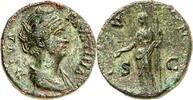 RÖMISCHES KAISERREICH Diva Faustina senior z.Z. Antoninus Pius 141/161. AE 141 dunkelgrüne Patina raue Patina, vz-
