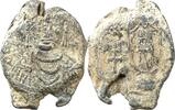  527-565 n. Chr. BYZANTINISCHE BLEISIEGEL Iustinianus I. 527-565. R beige Patina, ss