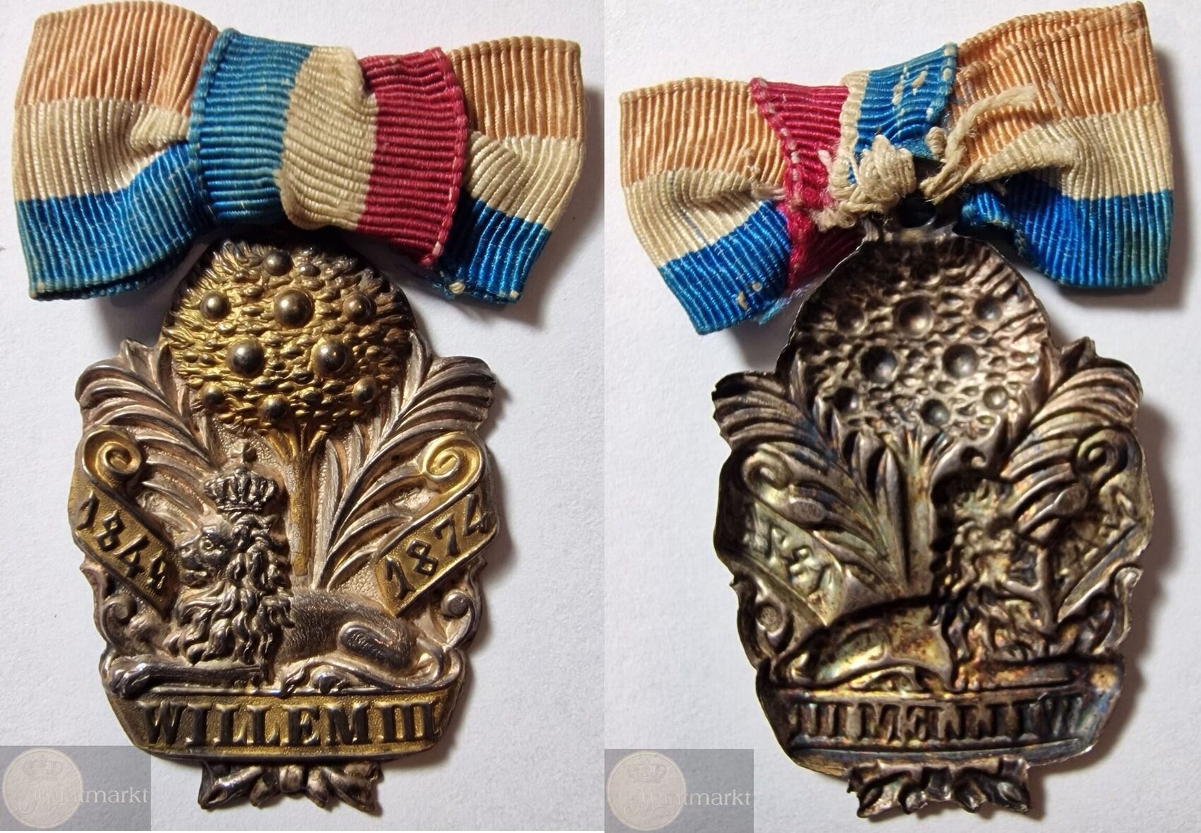 Koninkrijk der Nederlanden 1874 Draagteken 25-Jarig Regeringsjubileum