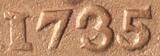 V.O.C. - Holland - Netherlands East Indies Duit 1735 over 1725 jaartalwijziging - ongedocumenteerd XF details
