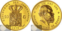 Nederland 10 gulden 1879 over 1877 jaartalwijziging Willem III (2) UNC details