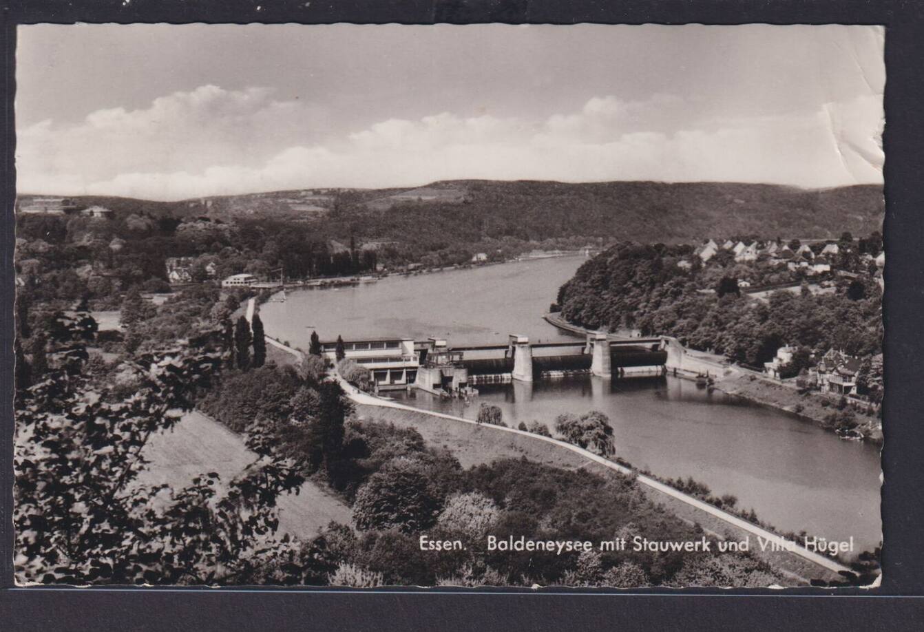 Ansichtskarte Essen Baldeneysee Stauwerk Villa Hügel NRW nach Zollhaus  Nassau Ansichtskarte gelaufen pictures postcards