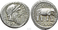 Römische Republik Denar Q. CAECILIUS METELLUS PIUS SCIPIO. Military mint traveling with Scipio in Africa -