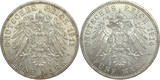 GERMAN EMPIRE 5 Mark 1913 + 1914 Wilhelm II - LOT of 2 coins vz
