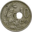 BELGIUM 10 Centiemen 1921 VL Albert I - MINT ERROR / MISSLAG ss