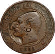 FRANCE Satirical Token on 10 Centimes 1855 D Napoleon III depicted as 
