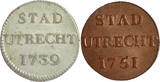 NETHERLANDS Duit 1739 & 1751 Utrecht - LOT of 2 coins vz-/vz